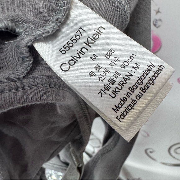 Calvin Klein bra bralette sports bra grey white logo band stretchy soft comfy - Picture 6 of 8